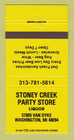 Matchbook Cover - Stoney Creek Party Store Liquor Washington MI 30 Strike