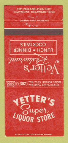 Matchbook Cover - Yetter's Super Liquor Store Claymont DE 30 Strike