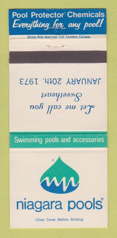Matchbook Cover - Niagara Swimming Pools 1973 Canada 30 Strike