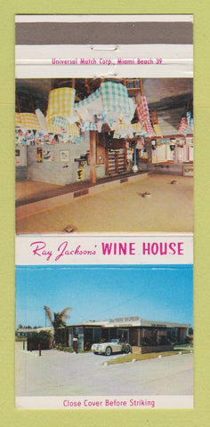 Matchbook Cover - Ray Jackson's Wine House Restaurant St Petersburg FL 30 Strike