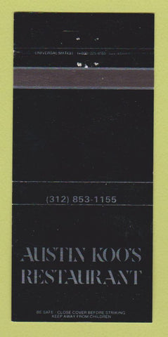 Matchbook Cover - Austin Koo's Restaurant Chicago IL 30 Strike