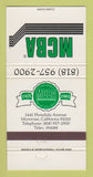 Matchbook Cover - MCBA Montrose CA 1985 30 Strike