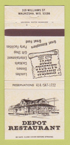 Matchbook Cover - Depot Restaurant Waukesha WI 30 Strike