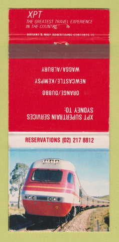 Matchbook Cover - XPT Railroad Sydney Australia Dubbo Wagga Albury 30 Strike
