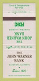 Matchbook Cover - John Warner Bank Clinton IL  30 Strike