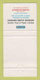 Matchbook Cover - Howard Smith Paper 1967 Halifax NS Domtar WORN 30 Strike
