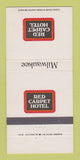 Matchbook Cover - Red Carpet Hotel Milwaukee WI 30 Strike
