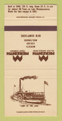 Matchbook Cover - Meredith Village Savings Bank NH Ashland Moultonboro 30 Strike