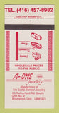 Matchbook Cover - A One Jewelry Brampton ON 30 Strike