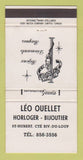 Matchbook Cover - Leo Ouellet Horloger Jewelry Riviere Du Loup QC 30 Strike
