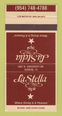 Matchbook Cover - La Stella Restaurant Sunrise FL 30 Strike
