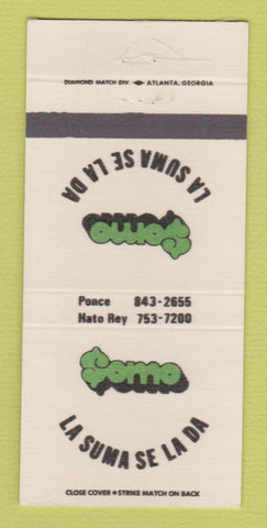 Matchbook Cover - Some La Suma Se La Da Ponce Puerto Rico Hato Rey 30 Strike