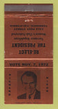 Matchbook Cover - Richard Nixon for President 1972 Torrance CA BRONZE 30 Strike