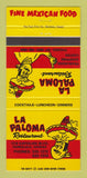 Matchbook Cover - La Paloma Mexican Restaurant Honolulu Hawaii 30 Strike