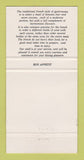 Matchbook Cover - La Petite France Restaurant Edmonton AB 30 Strike