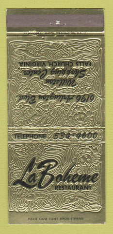 Matchbook Cover - La Boheme Restaurant Falls Church VA 30 Strike