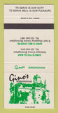 Matchbook Cover - Gino's Pizza Bar Birmingham UK 30 Strike
