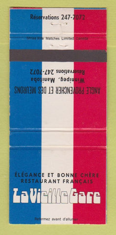 Matchbook Cover - La Vieille Gare French Restaurant Winnipeg MB 30 Strike