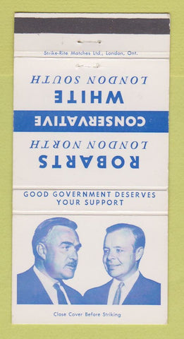 Matchbook Cover - Robarts White London ON Election 30 Strike