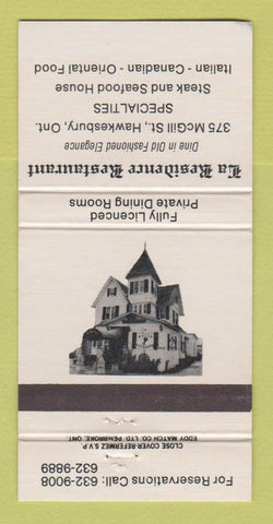 Matchbook Cover - La Residence Restaurant Hawkesburg ON 30 Strike