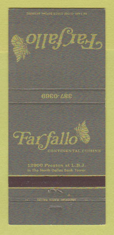Matchbook Cover - Farfallo Restaurant Dallas TX 30 Strike