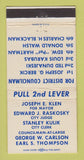 Matchbook Cover - Joseph Klen for Mayor Election 30 Strike