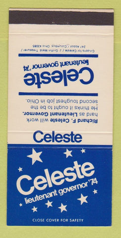 Matchbook Cover - Richard Celeste for Lieutenant Governor 1974 Ohio OH 30 Strike