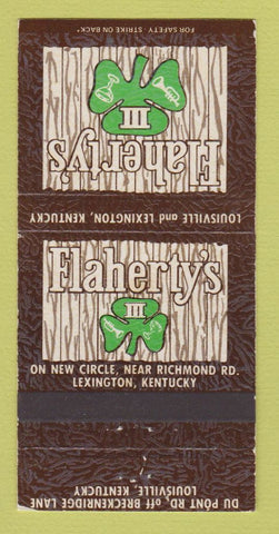 Matchbook Cover - Flaherty's Restaurant Louisville KY 30 Strike