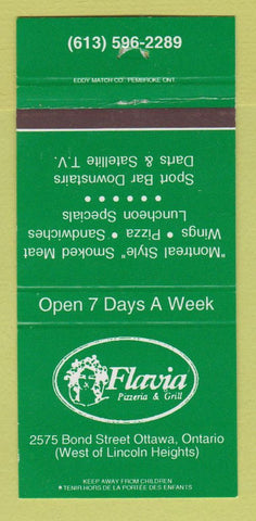 Matchbook Cover - Flavia Pizza Grill Ottawa ON 30 Strike