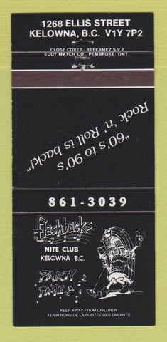 Matchbook Cover - Flashbacks Nite Club Kelowna BC 30 Strike