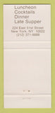 Matchbook Cover - Georgia's Restaurant New York City 30 Strike