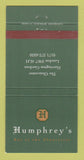 Matchbook Cover - Humphrey's Bar London UK England The Gloucester 30 Strike
