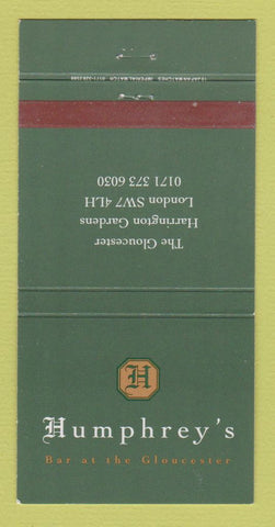 Matchbook Cover - Humphrey's Bar London UK England The Gloucester 30 Strike