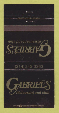 Matchbook Cover - Gabriel's Restaurant Club Summit Hotel Dallas TX 30 Strike