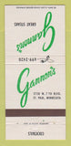 Matchbook Cover - Gannon's Restaurant Steaks St Paul MN 30 Strike