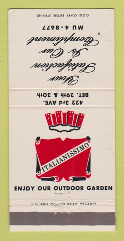 Matchbook Cover - Italianissimo Restaurant New York City WEAR 30 Strike