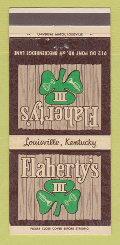 Matchbook Cover - Flaherty's Restaurant Louisville KY 30 Strike