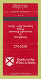 Matchbook Cover - Knightsbridge Wines Liquor Des Moines IA 30 Strike