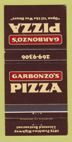 Matchbook Cover - Garbonzo's Pizza 30 Strike