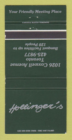 Matchbook Cover - Hollinger's Restaurant Toronto ON 30 Strike