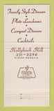 Matchbook Cover - Hollyhock Inn Indianapolis IN 30 Strike
