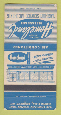Matchbook Cover - Homeland Restaurant Downsview ON WEAR 30 Strike