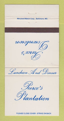Matchbook Cover - Peerce's Downtown Plantation Phoenix MD Baltimore 30 Strike