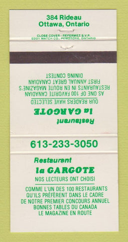 Matchbook Cover - Restaurant La Gargote Ottawa ON 30 Strike