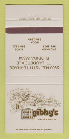 Matchbook Cover - Gibby's Steaks Seafood Fort Lauderdale FL 30 Strike