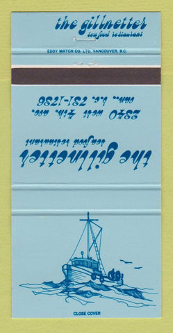 Matchbook Cover - The Gillnetter Seafood Restaurant Vancouver BC 30 Strike
