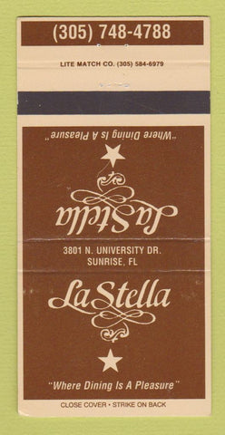Matchbook Cover - La Stella Restaurant Sunrise FL 30 Strike