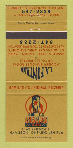 Matchbook Cover - La Fontana Restaurant Hamilton ON Visca's Tavern 30 Strike