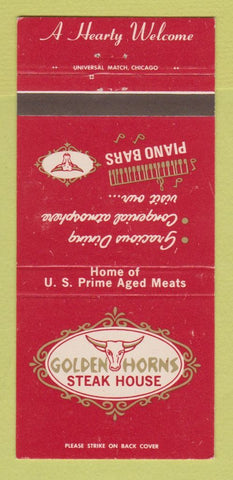 Matchbook Cover - Golden Horns Steak House Northlake IL 30 Strike