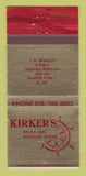 Matchbook Cover - Kirker's Steak Seafood House Latham NY 30 Strike